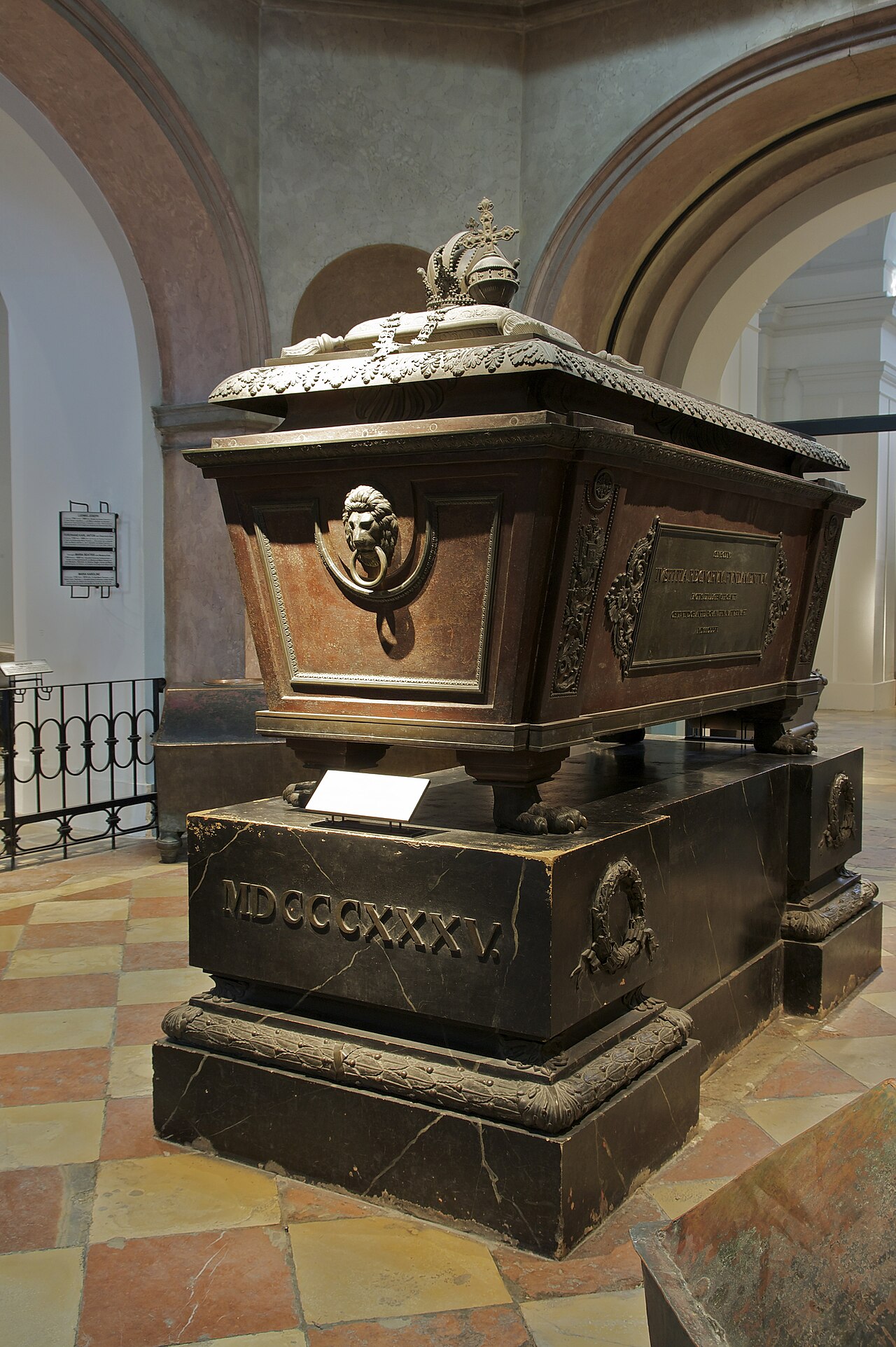 the sarcophagus of Francis II. (I.) , last Holy Roman Emperor (Francis II), Emperor of Austria (Francis I.) (1768-1835).