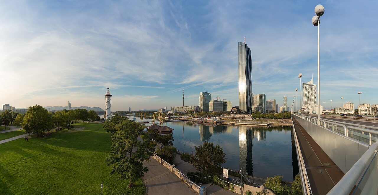 NOTE: This image is a panorama of DC-Tower Vienna consisting of 6 frames that were merged or stitched in Hugin. As a result, this image necessarily underwent some form of digital m
